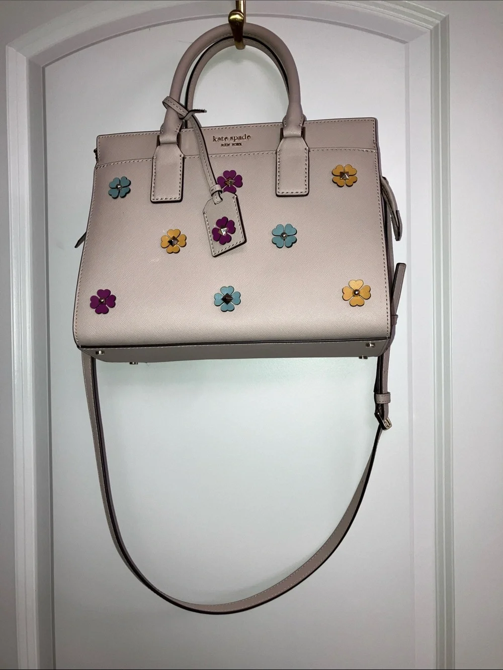 New Kate Spade Bag Purse Mauve Flower Charm